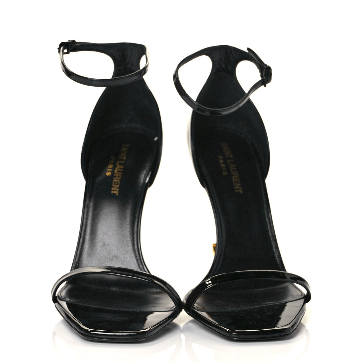 Saint Laurent Patent Calfskin Opyum 110 Sandals 39 Black Gold 2 of 8