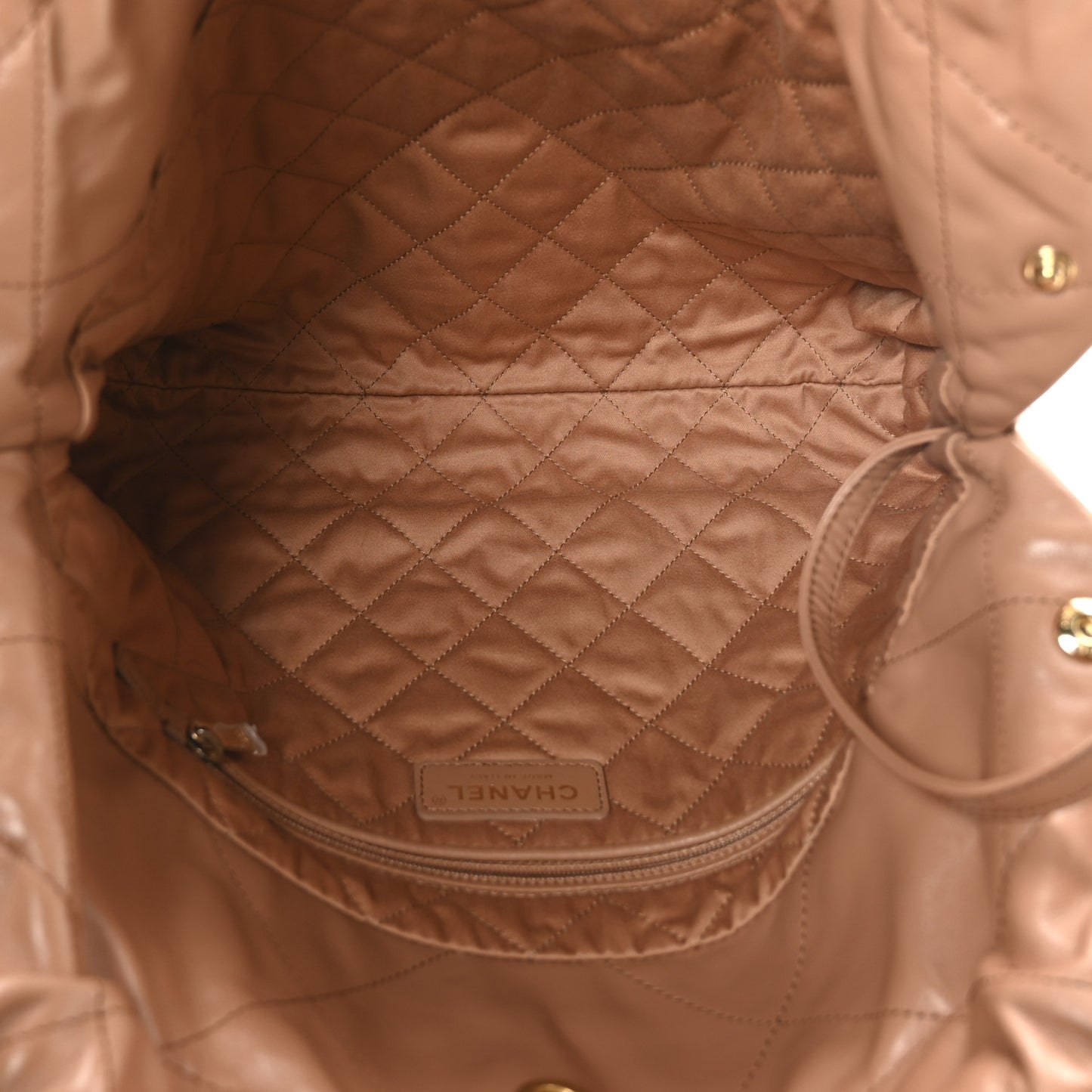 Shiny Calfskin Quilted Small Chanel 22 Camel