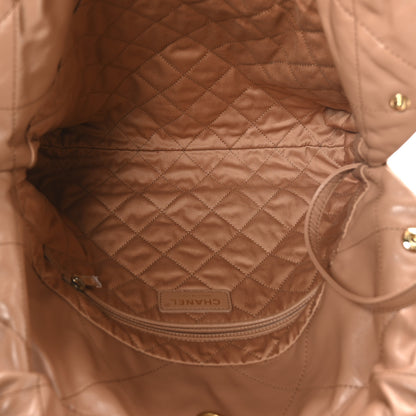 Chanel Shiny Calfskin Quilted Small Chanel 22 Camel 6 of 10