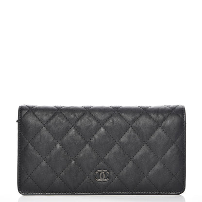 Chanel Crumpled Calfskin Quilted Yen Wallet So Black 1 of 8