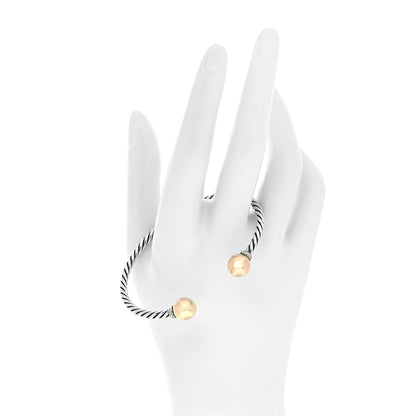 David Yurman Sterling Silver 18K Yellow Gold Diamond 9mm Solari Bead Bracelet 2 of 5