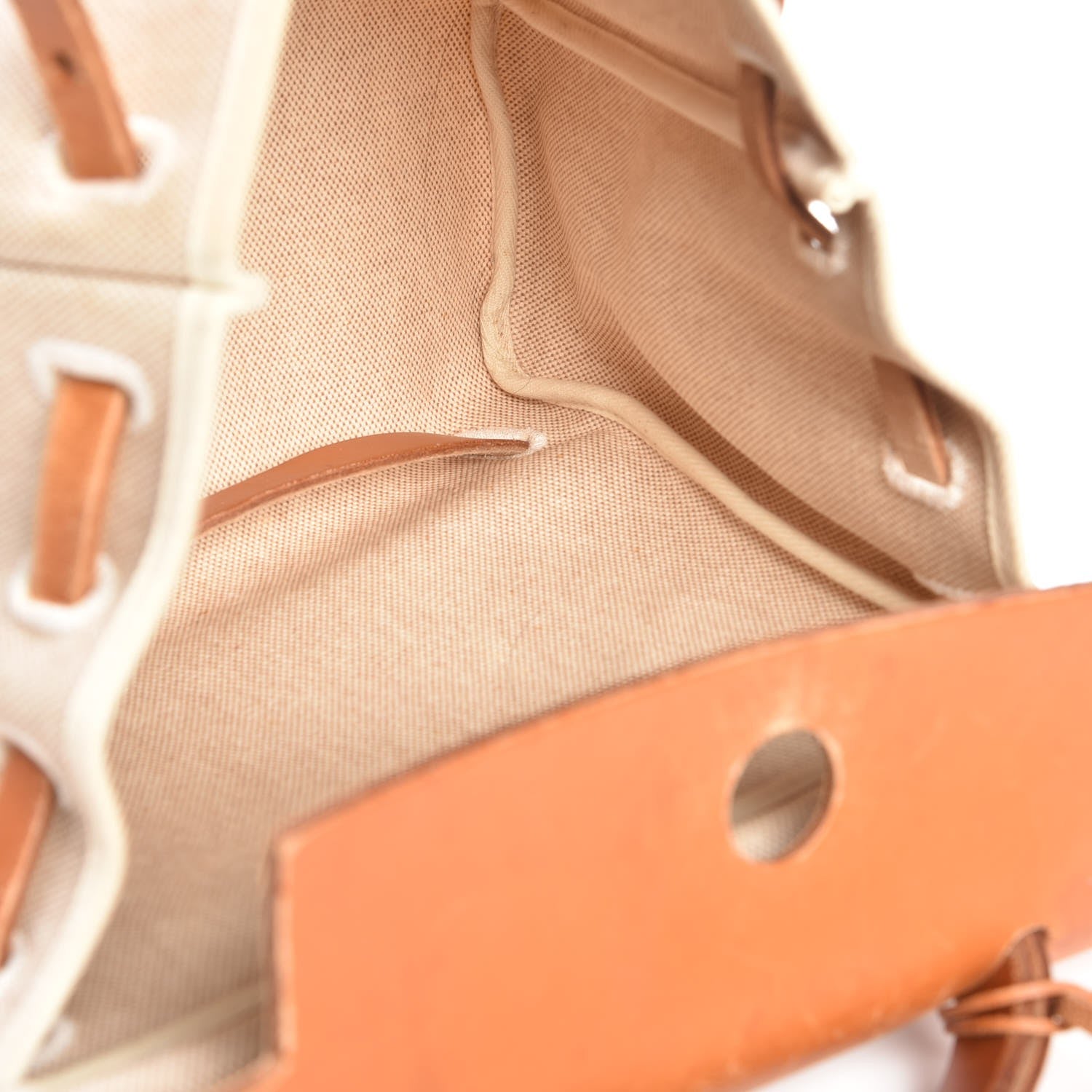 Hermes Toile Vache Calfskin Herbag 30 PM Backpack Natural 5 of 15