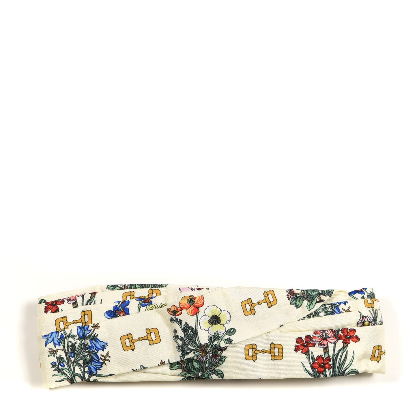 Silk Floral Stirrup Print Headband M Natural