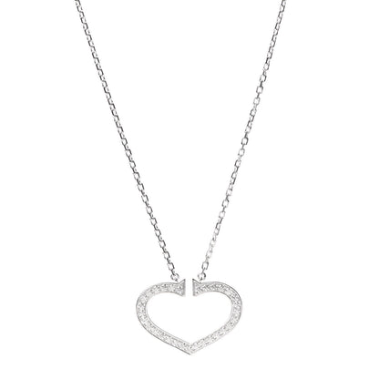Cartier 18K White Gold Diamond Large Hearts and Symbols Pendant Necklace 1 of 6