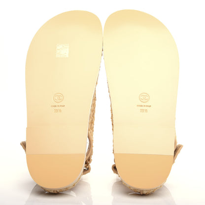 Chanel Braided Fabric Velcro Dad Sandals 39.5 Beige 6 of 11