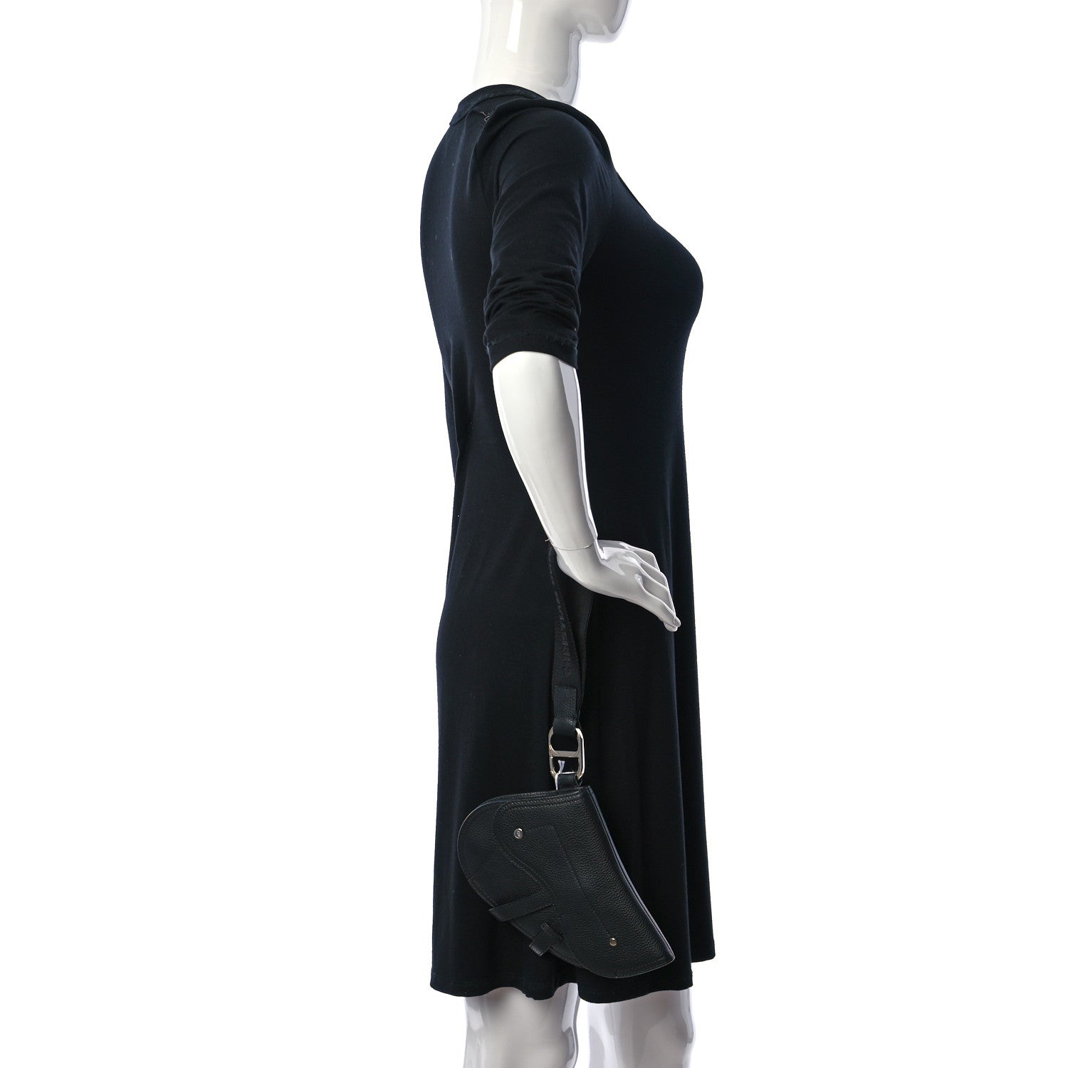 Christian Dior Grained Calfskin Saddle Pouch Belt Bag Black 3 of 10
