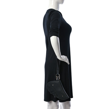 Christian Dior Grained Calfskin Saddle Pouch Belt Bag Black 3 of 10