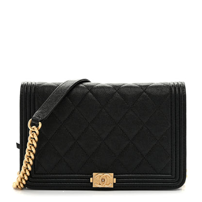 Chanel Caviar Quilted Boy Wallet On Chain WOC Black 1 of 11