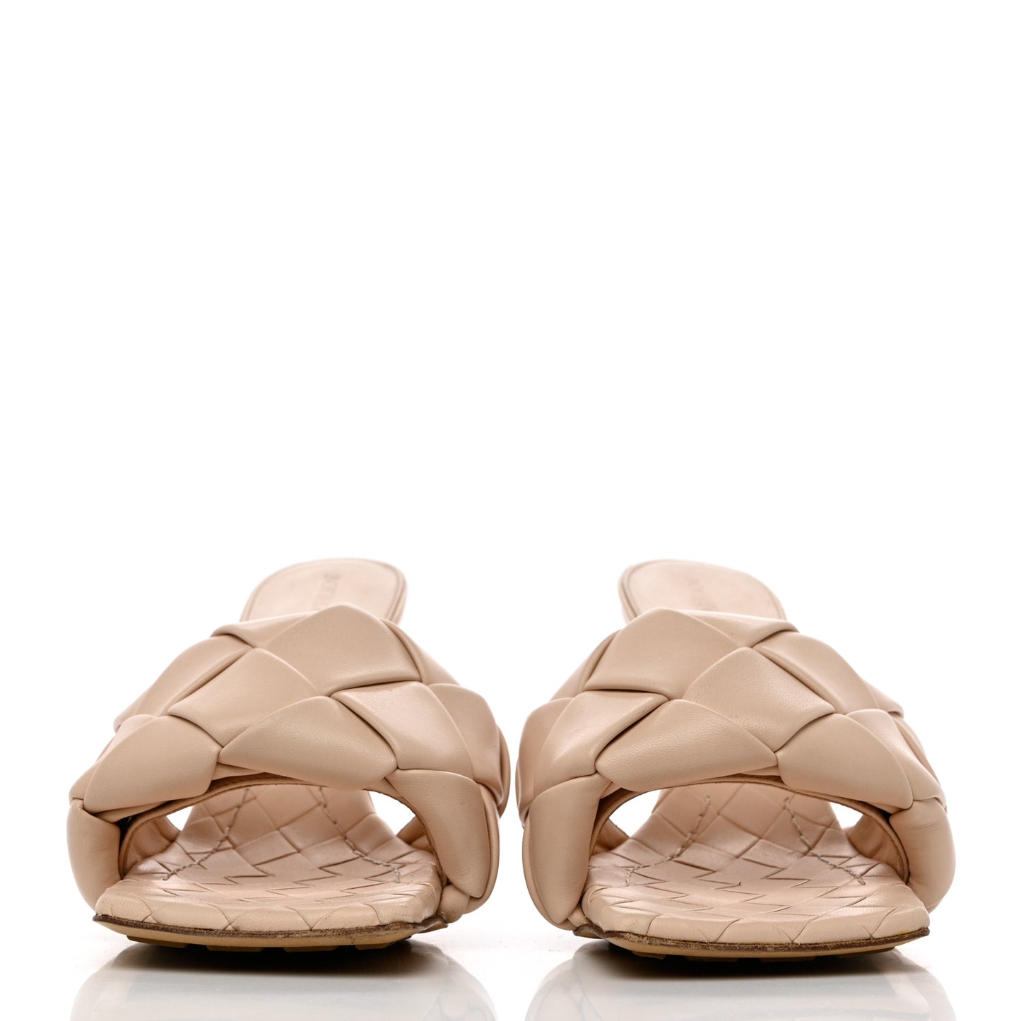 Nappa Maxi Intrecciato Lido Mule Sandals 37.5 Cipria