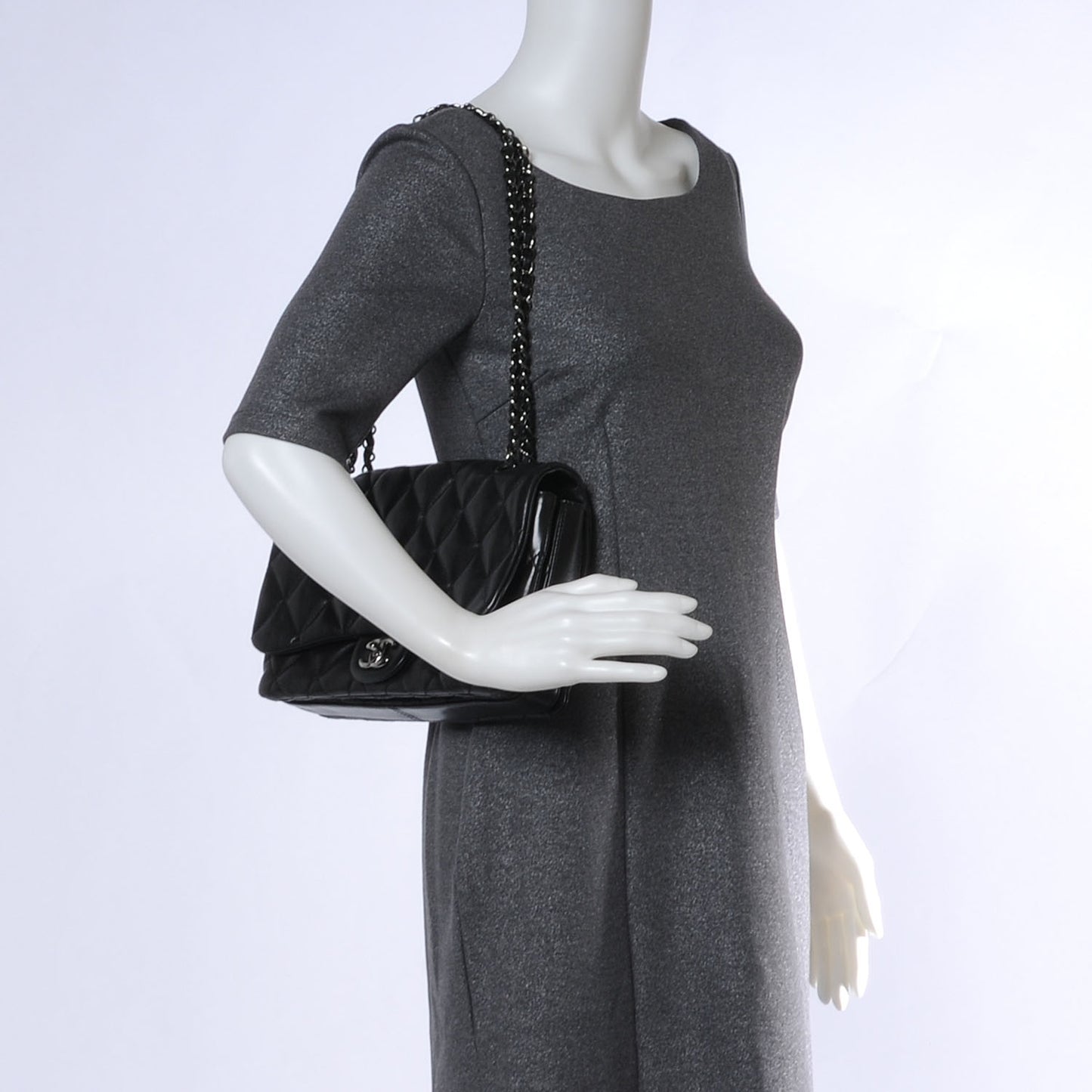 Lambskin Quilted 3 Large Flap Black