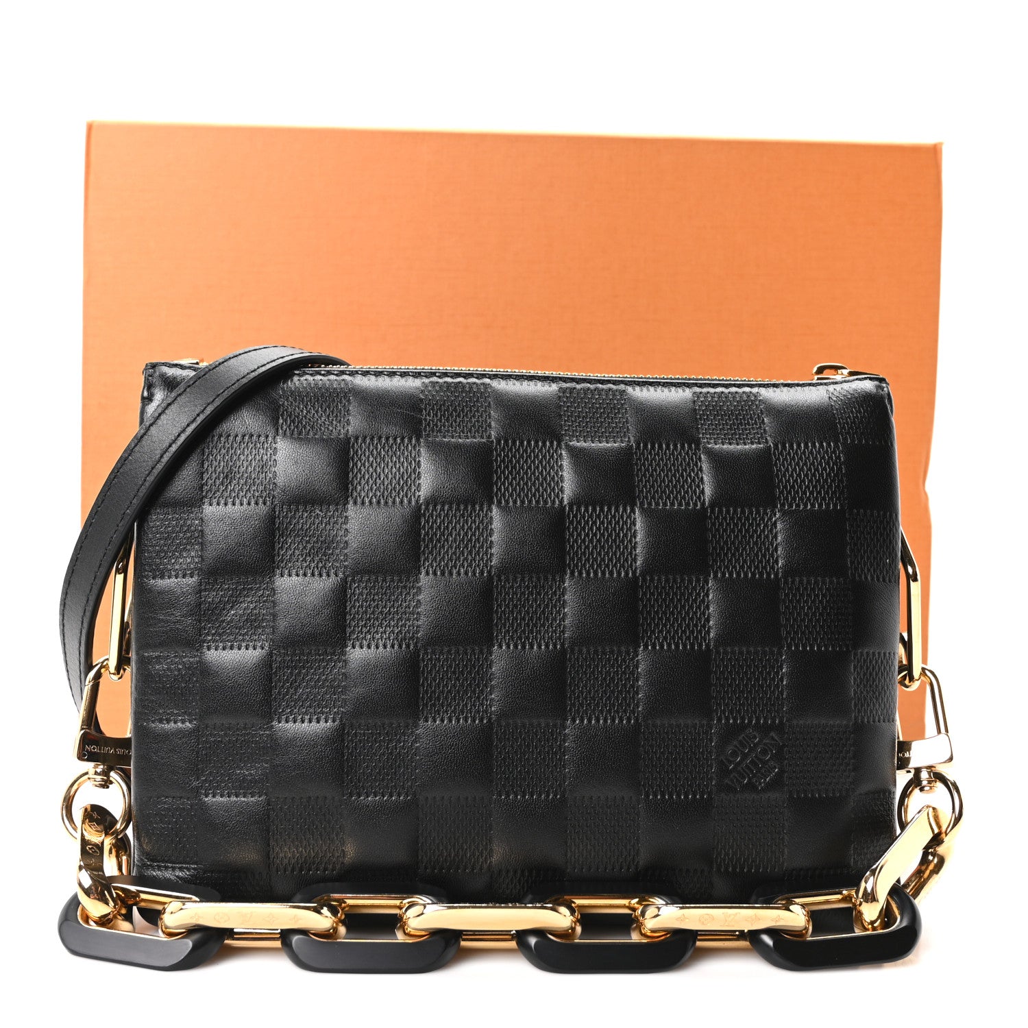 Louis Vuitton Satin Sequin Embroidered Damier Coussin BB Black 10 of 10
