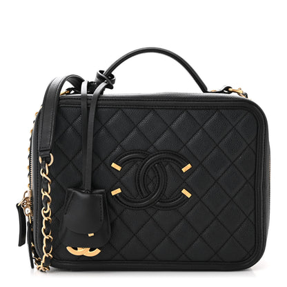 Chanel Caviar Quilted Large CC Filigree Vanity Case Black 1 of 14