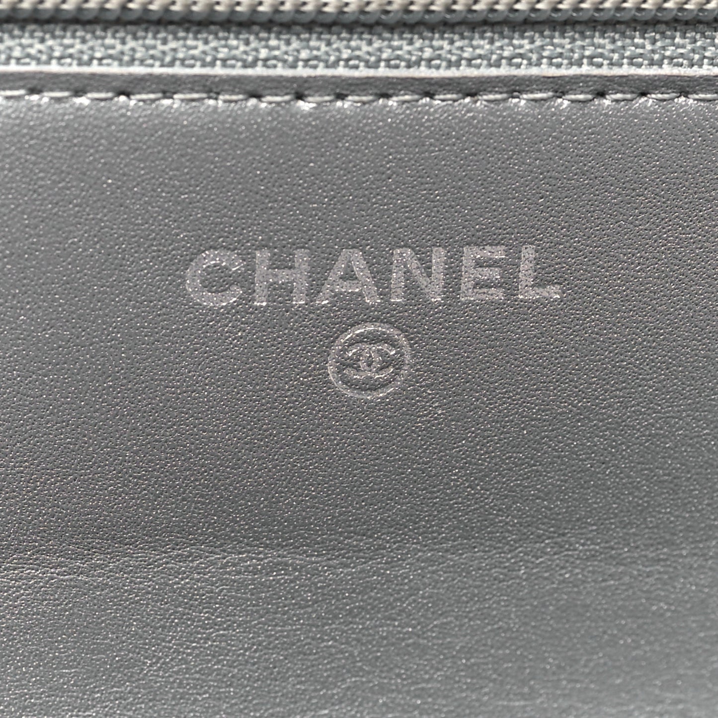 Metallic Aged Calfskin Quilted Reissue Wallet On Chain WOC Silver