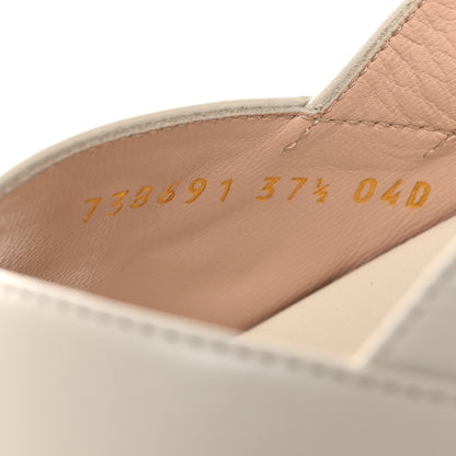 Gucci Calfskin Elizabeth Nappa Charlotte Logo Slingback Sandals 37.5 Mystic White Platino 10 of 15