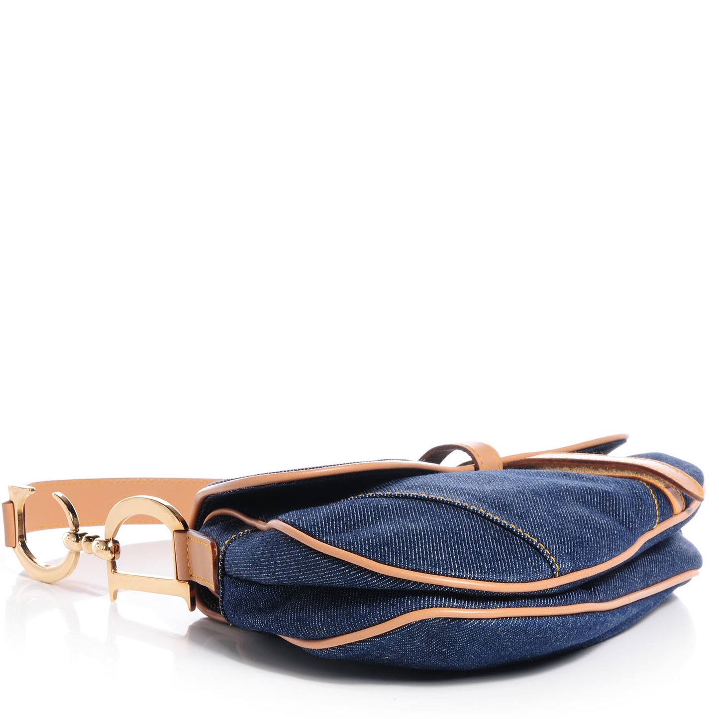 Denim Calfskin Saddle Bag Blue