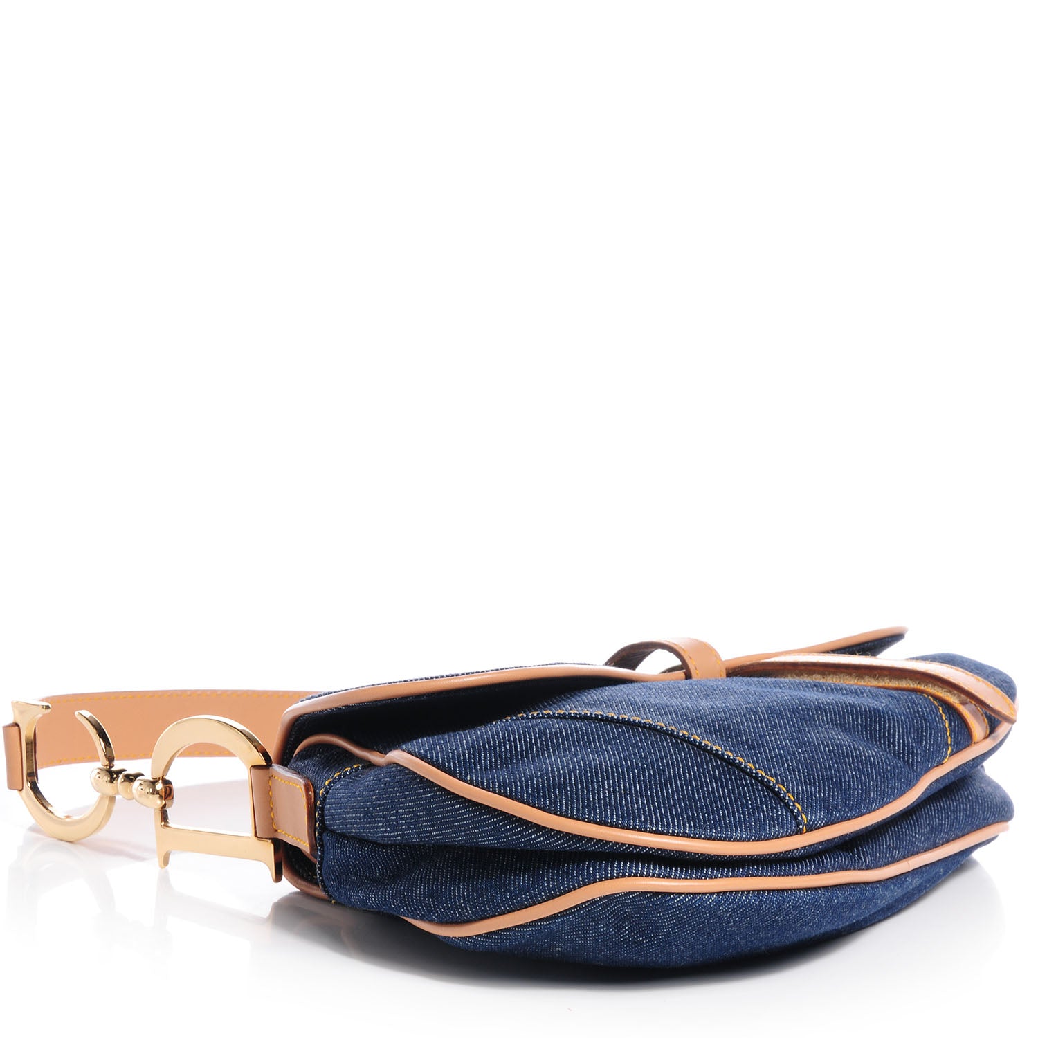 Christian Dior Denim Calfskin Saddle Bag Blue 4 of 7