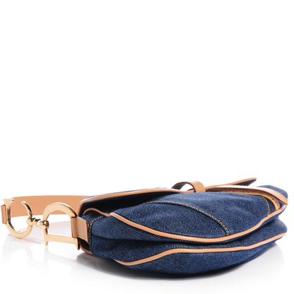 Christian Dior Denim Calfskin Saddle Bag Blue 4 of 7