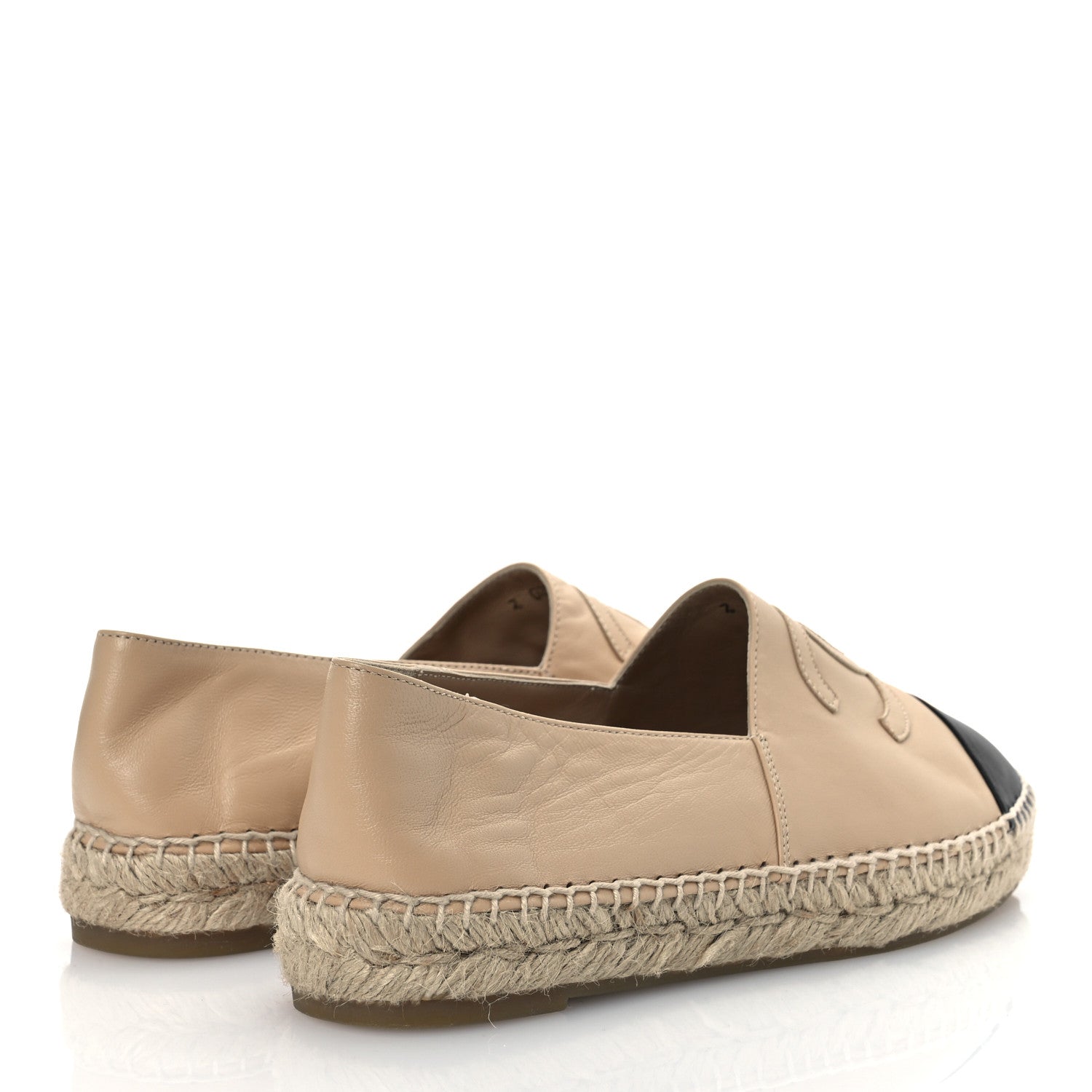 Chanel Lambskin CC Espadrilles 38 Beige Black 5 of 12