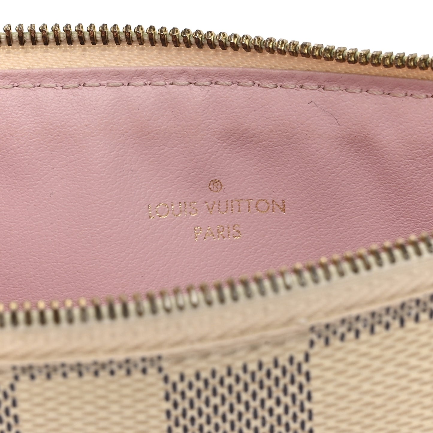 Damier Azur Felicie Chain Wallet Zippered Insert Rose Ballerine