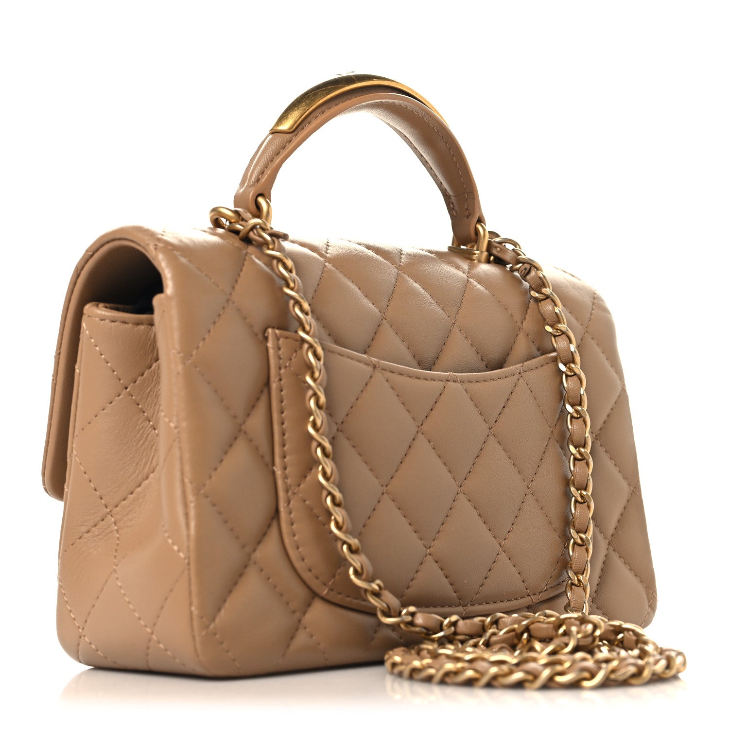Chanel Lambskin Quilted Mini Metal Top Handle Rectangular Flap Beige 3 of 10