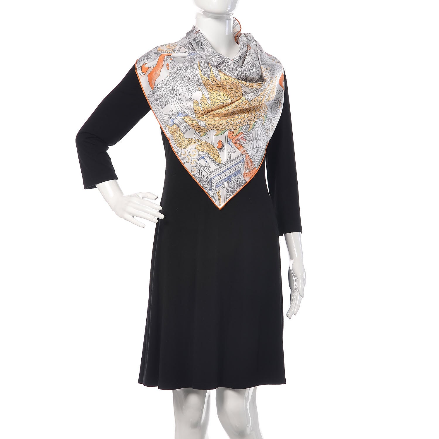 Hermes Silk Animapolis Scarf 90 White Jaune Vert 2 of 7