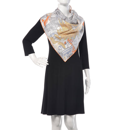 Hermes Silk Animapolis Scarf 90 White Jaune Vert 2 of 7