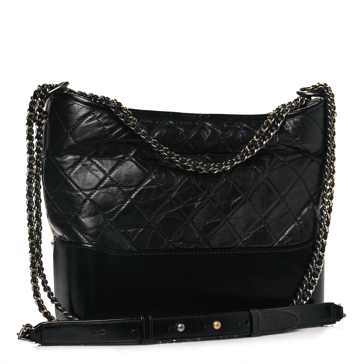 Chanel Aged Calfskin Quilted Medium Gabrielle Hobo Black 3 of 15