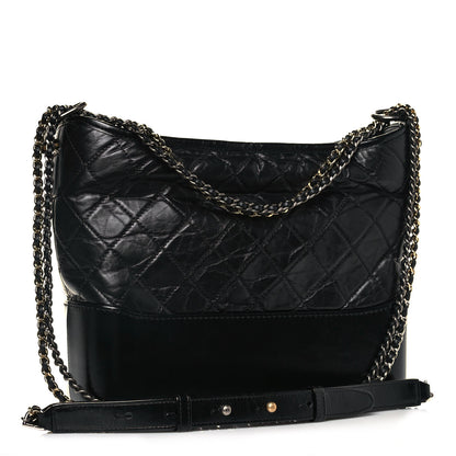 Chanel Aged Calfskin Quilted Medium Gabrielle Hobo Black 3 of 15