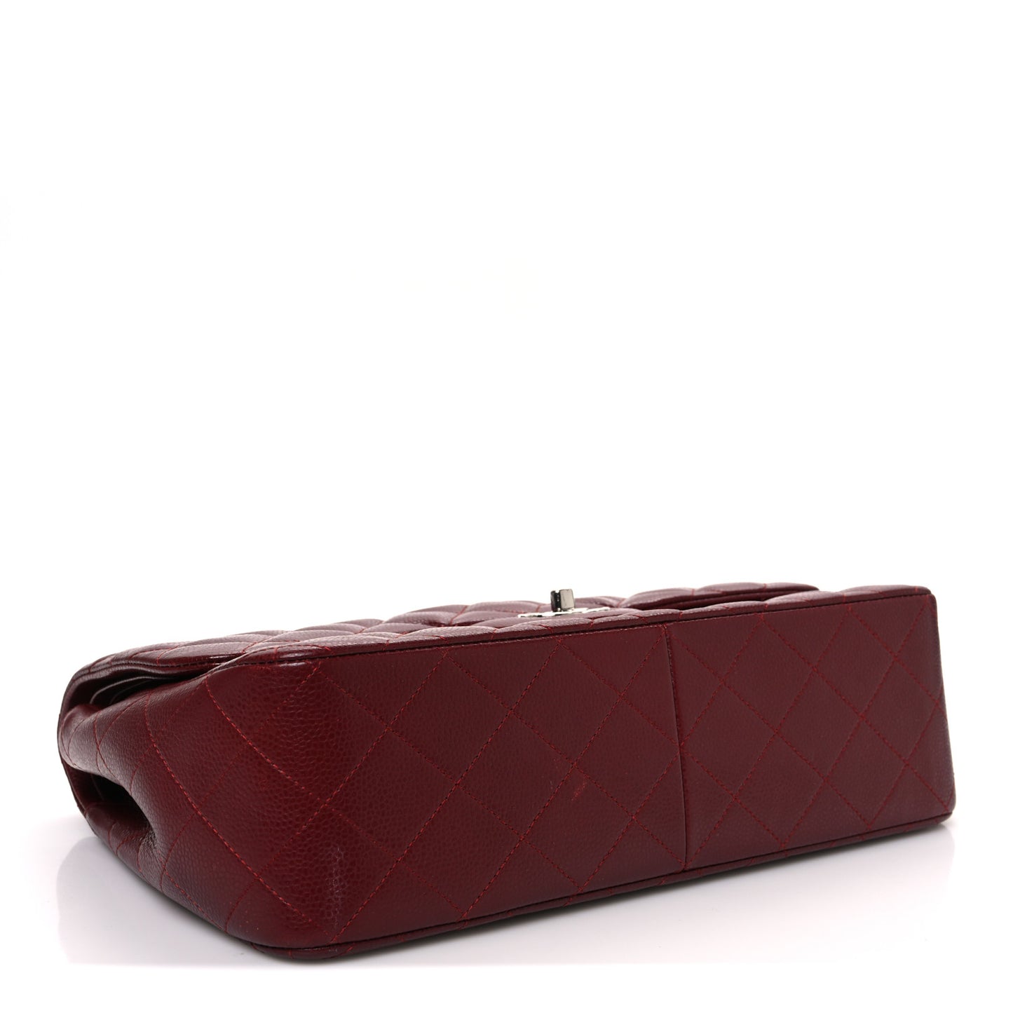 Caviar Quilted Jumbo Double Flap Dark Red