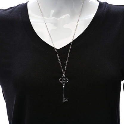 Tiffany Sterling Silver Large Crown Key Pendant Link Necklace 2 of 6