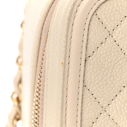 Chanel Caviar Quilted Medium CC Filigree Vanity Case Light Beige 12 of 14