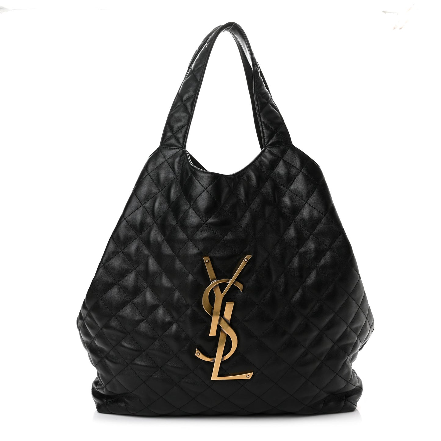 Lambskin Quilted Maxi Icare Shopping Tote Black