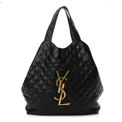 Saint Laurent Lambskin Quilted Maxi Icare Shopping Tote Black 3 of 11