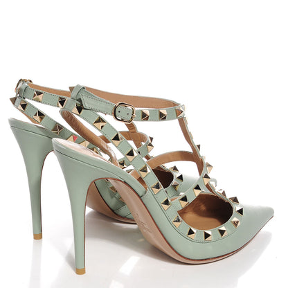Valentino Garavani Nappa Rockstud Ankle Strap Pumps 40.5 Muted Mint 4 of 7