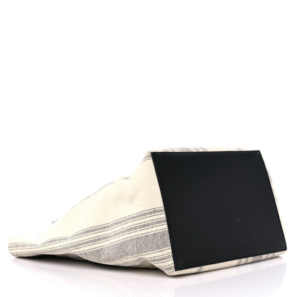 Celine Canvas Striped Large Phantom Cabas White Grey 4 of 14