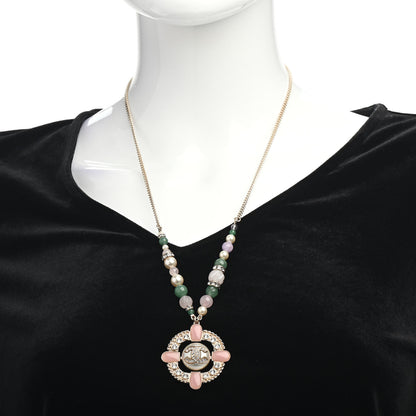Chanel Crystal Pearl Gripoix Poured Glass Necklace Gold Green White Pink 2 of 4