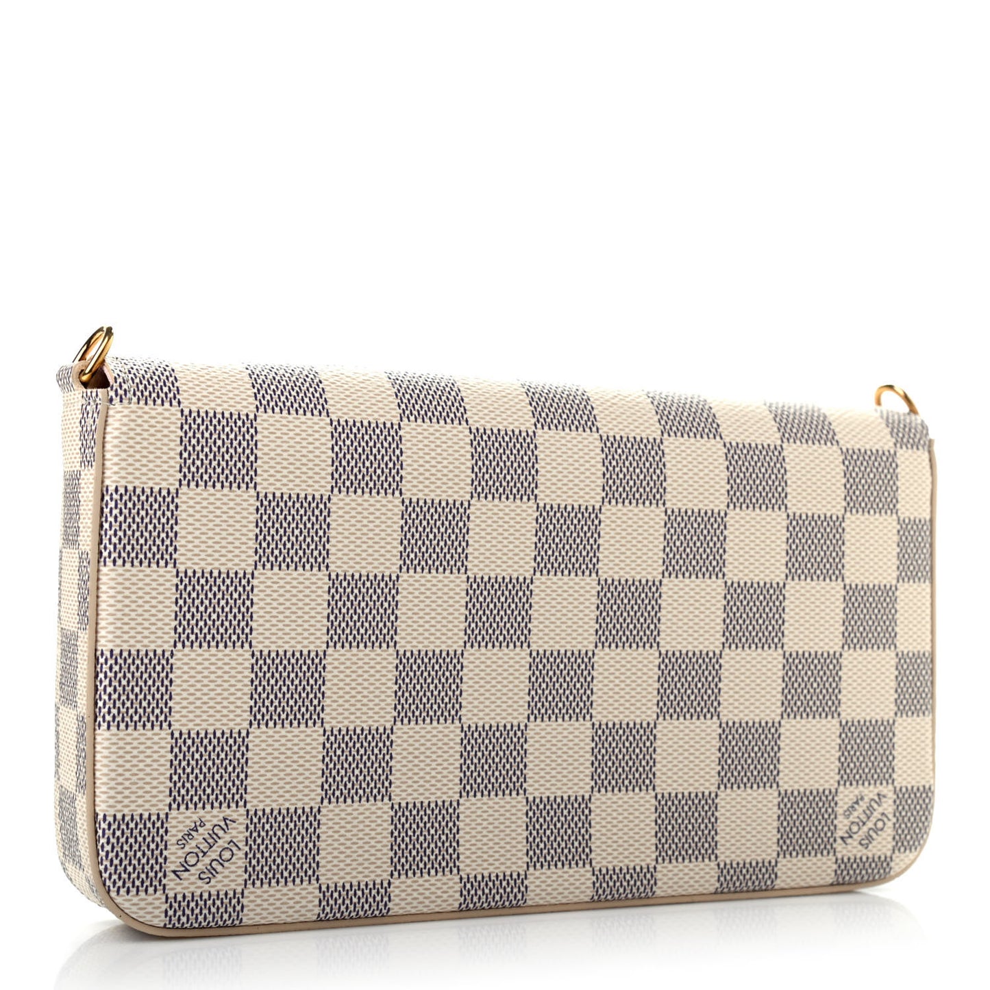 Damier Azur Pochette Felicie Chain Wallet Rose Ballerine
