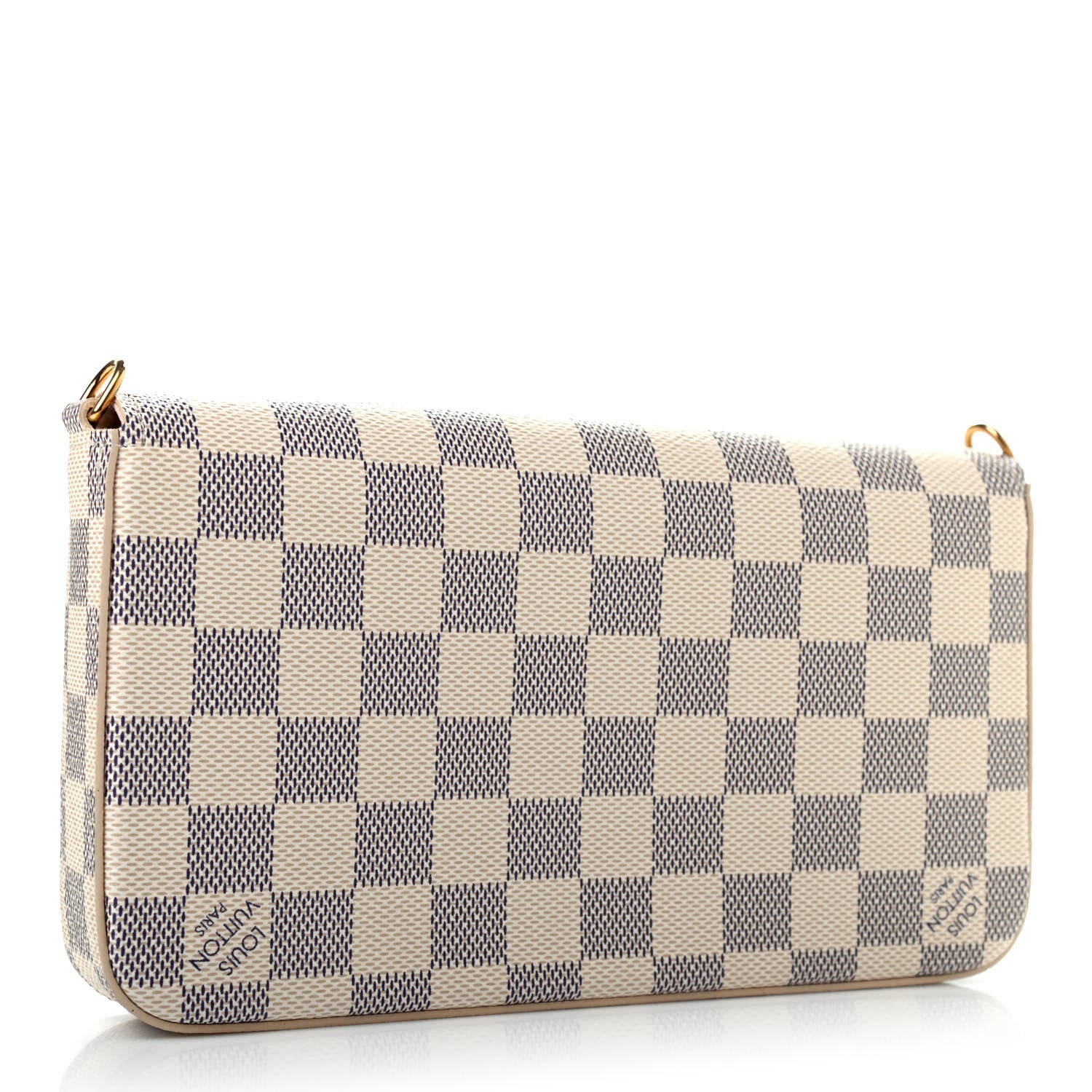 Louis Vuitton Damier Azur Pochette Felicie Chain Wallet Rose Ballerine 2 of 8