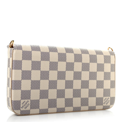 Louis Vuitton Damier Azur Pochette Felicie Chain Wallet Rose Ballerine 2 of 8