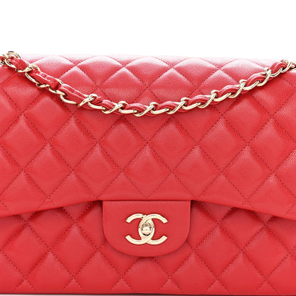 Chanel Caviar Quilted Jumbo Double Flap Red 8 of 10