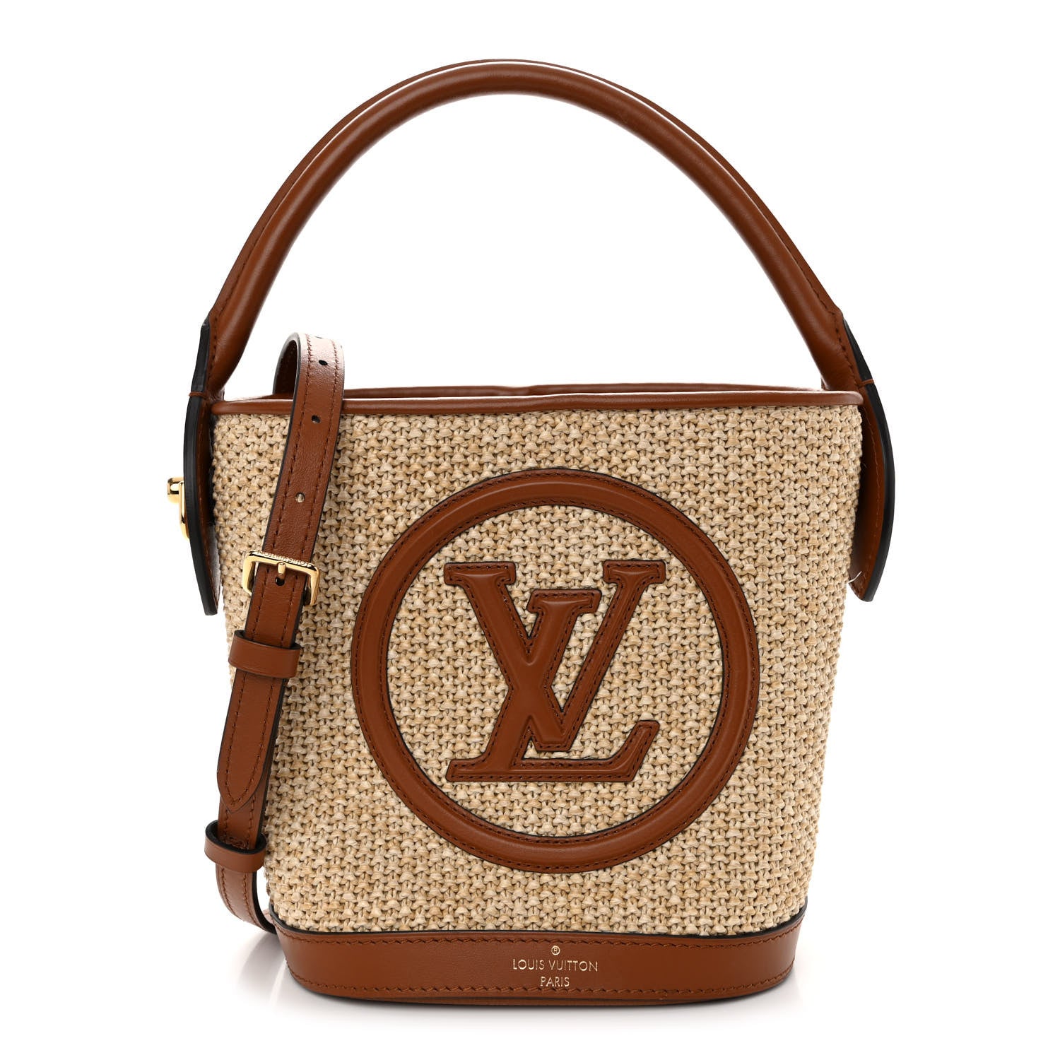 Louis Vuitton Kitted Raffia Petit Bucket Caramel 1 of 10