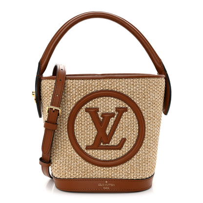 Louis Vuitton Kitted Raffia Petit Bucket Caramel 1 of 10