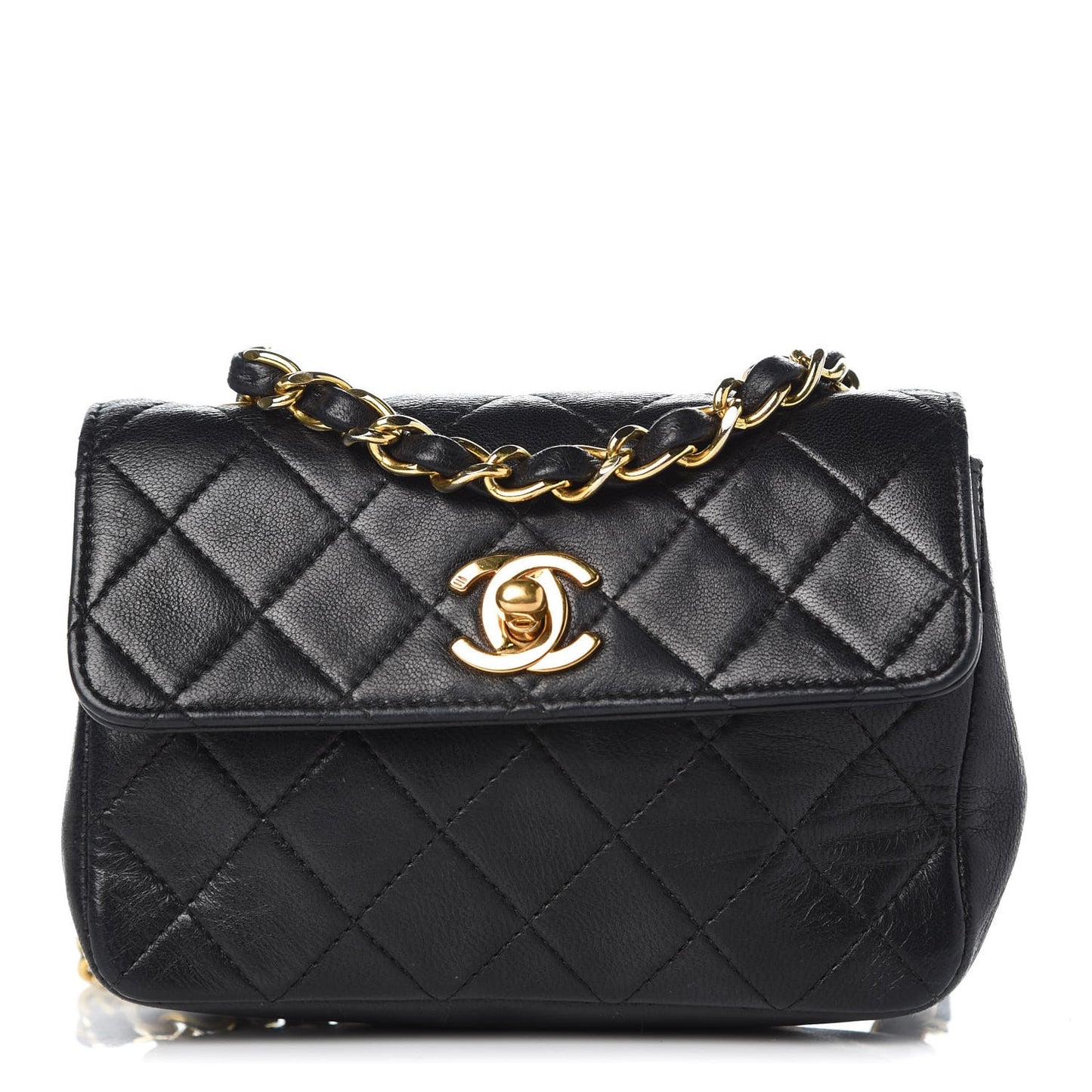 Lambskin Quilted Extra Mini Flap Black