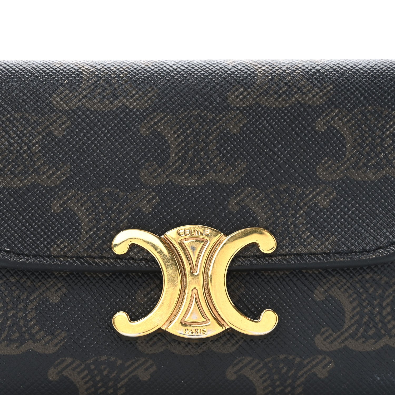 Celine Triomphe Canvas Calfskin Flap Card Holder Tan 7 of 7