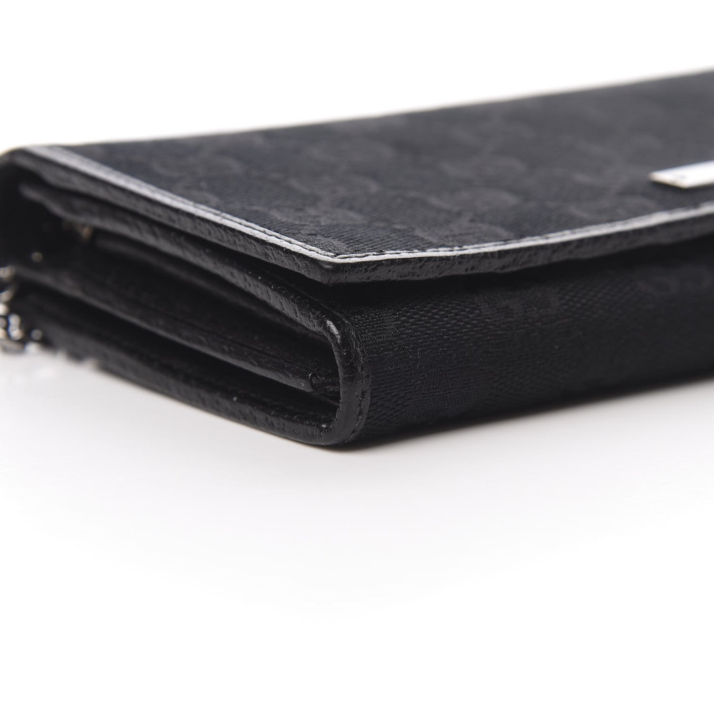 Monogram Metal Bar Chain Wallet Black
