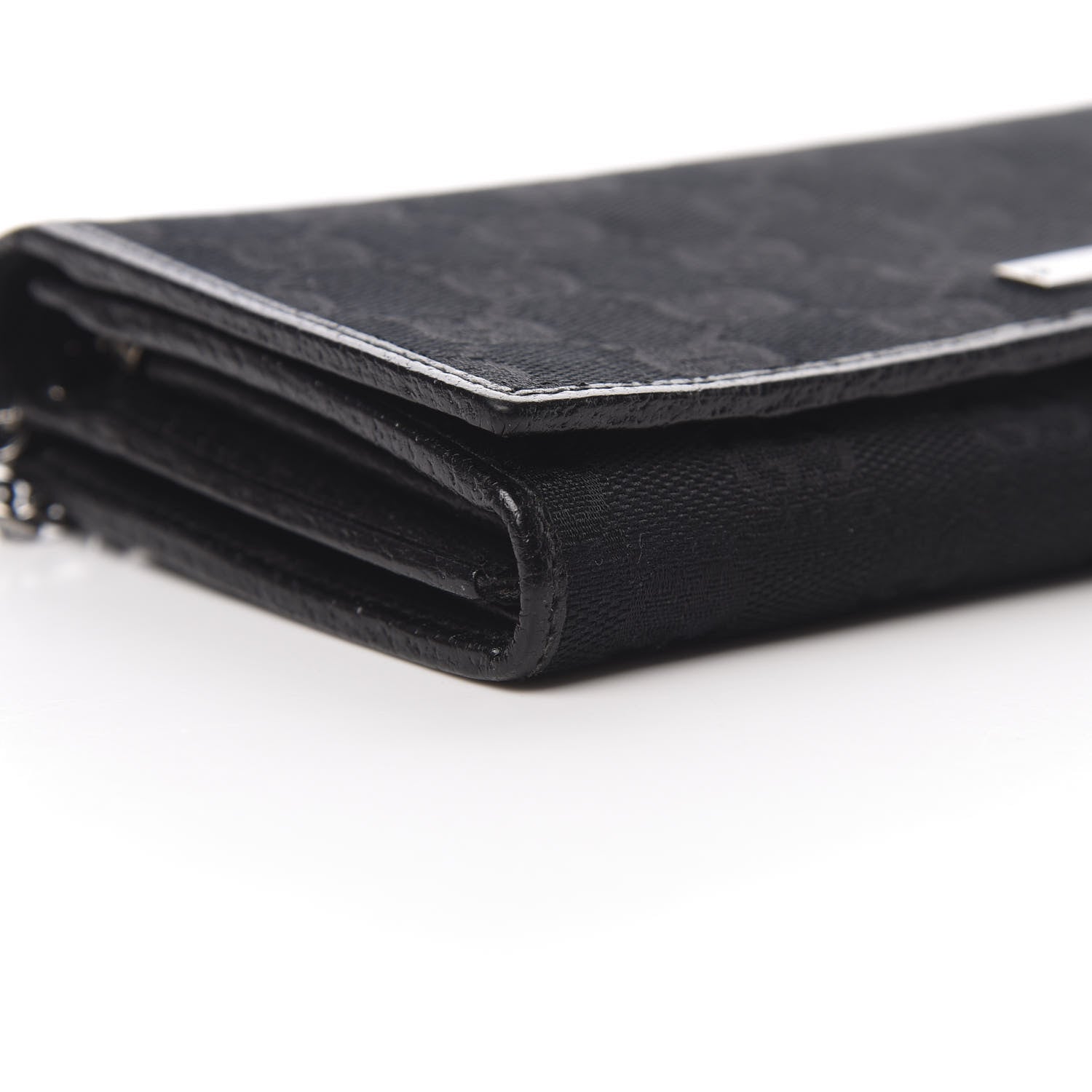 Gucci Monogram Metal Bar Chain Wallet Black 9 of 13