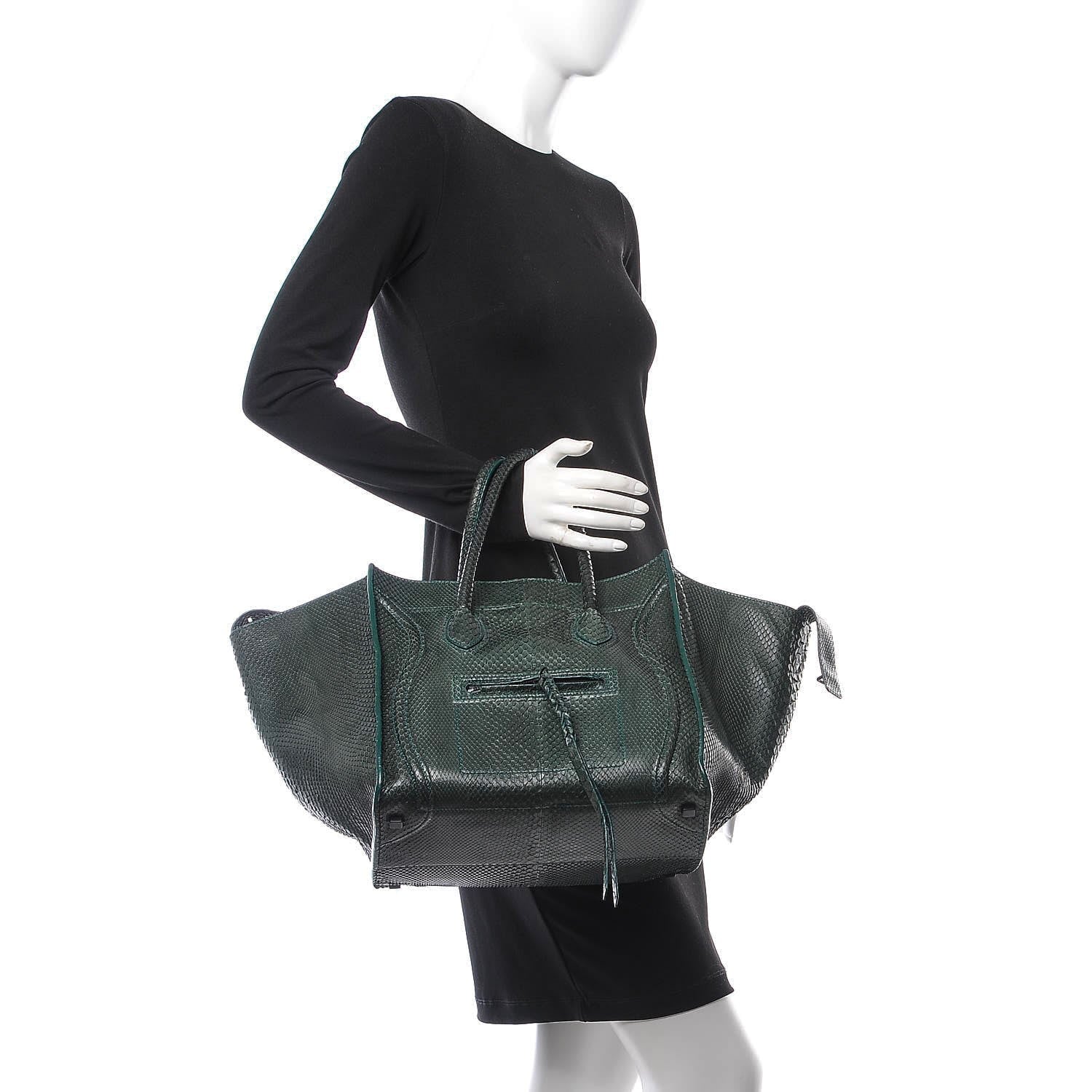 Celine Python Medium Phantom Luggage Emerald 2 of 7