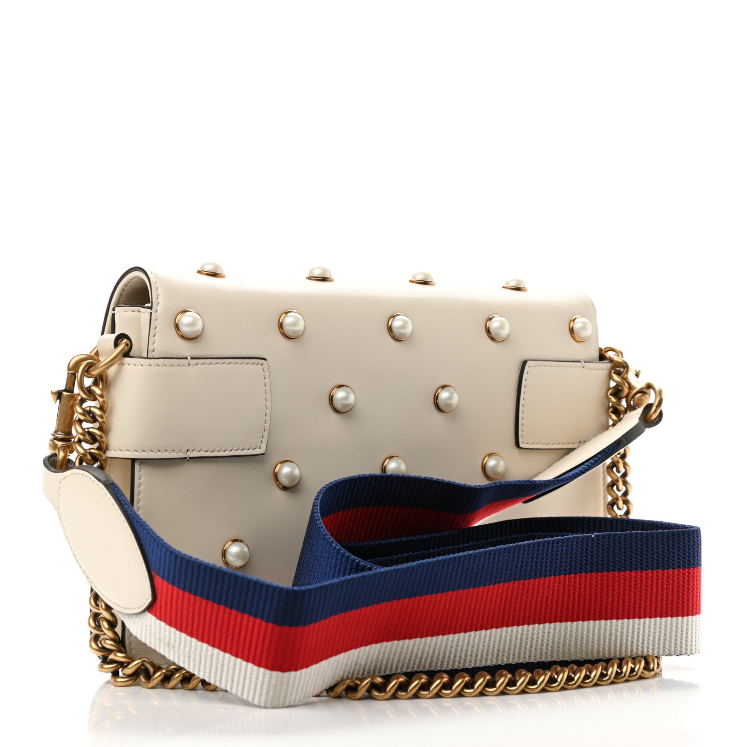Gucci Nappa Pearl Studded Mini Queen Margaret Broadway Shoulder Bag Mystic White 3 of 11