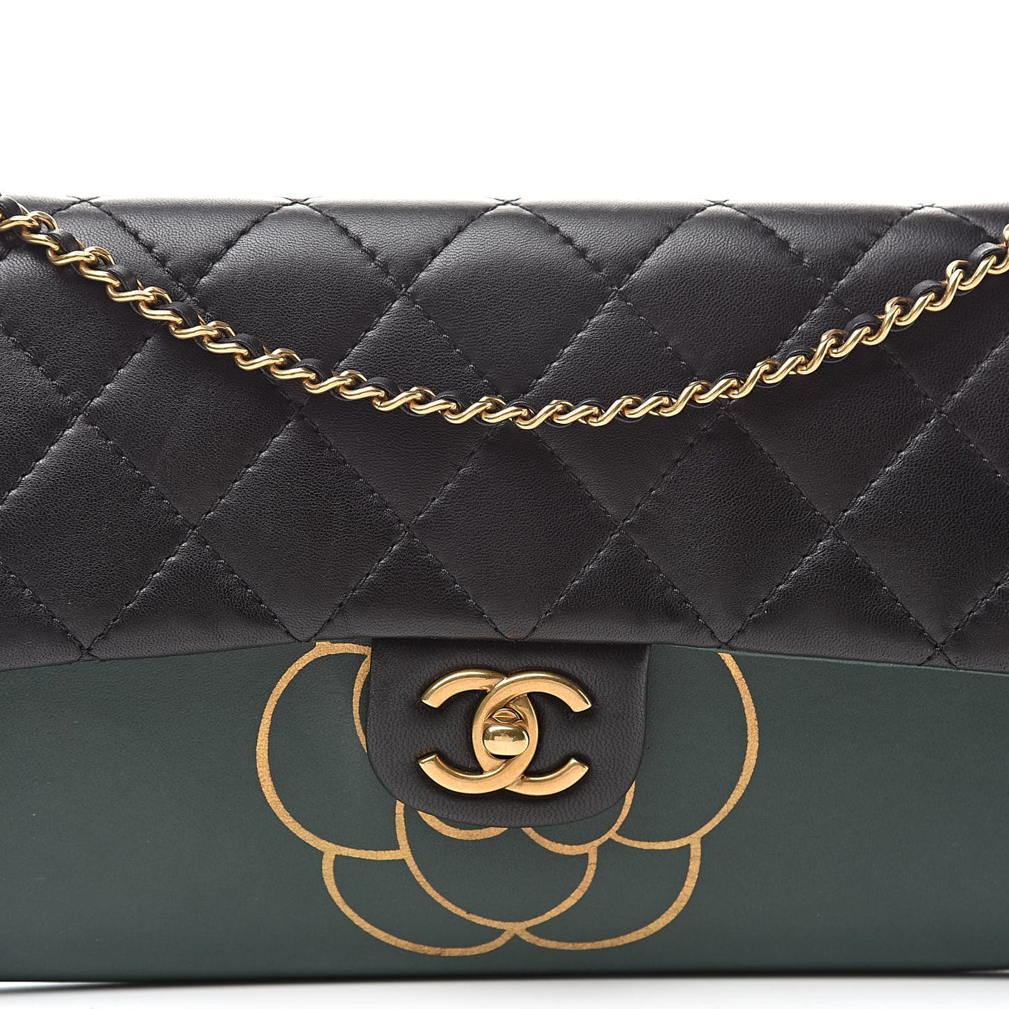 Calfskin Quilted Brasserie Gabrielle Menu CC Clutch Green