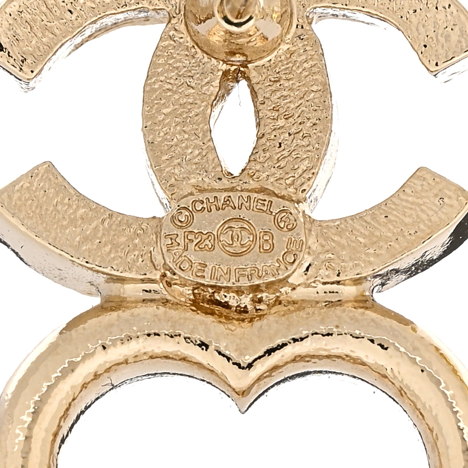 Chanel Metal Crystal CC Heart Drop Earrings Gold 4 of 5